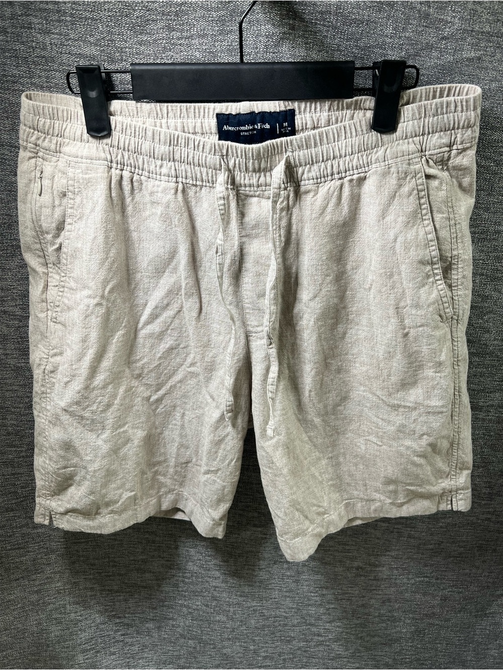 Abercrombie & Fitch Men’s Drawstring Linen-Blend Shorts — Natural Beige